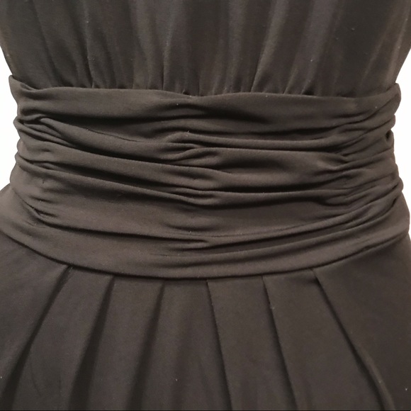 BCBGMaxAzria Black Ruched Waist, Cowl Neck Dress - Picture 7 of 11